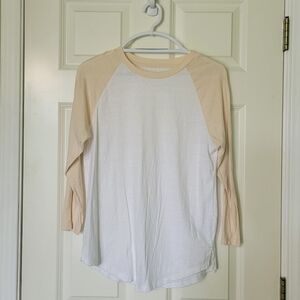 Old Navy Beige and White Baseball Tee